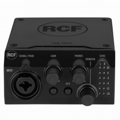 RCF TRK PRO1 Interfejs audio USB 2.0, 24bit/192kHz, 1 przedwzmacniacz mikrofonowy, 2 wyjścia